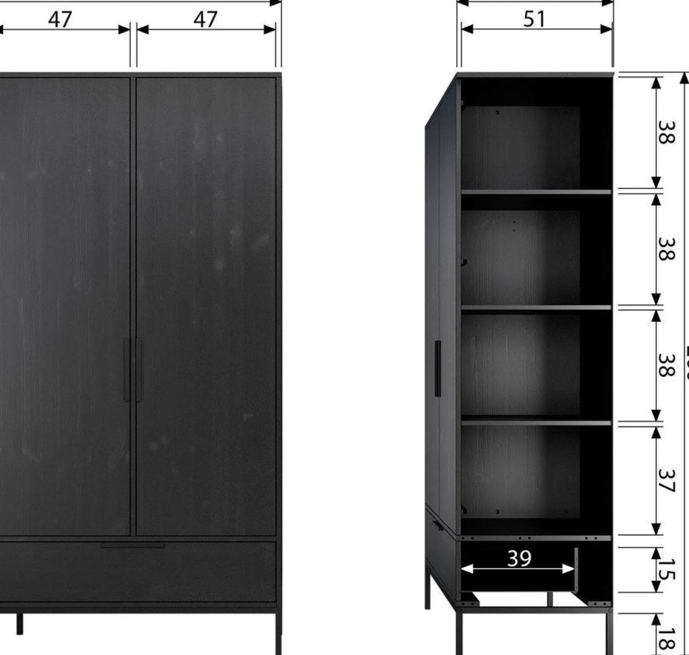 Hot WOOOD Adam Opbergkast Black