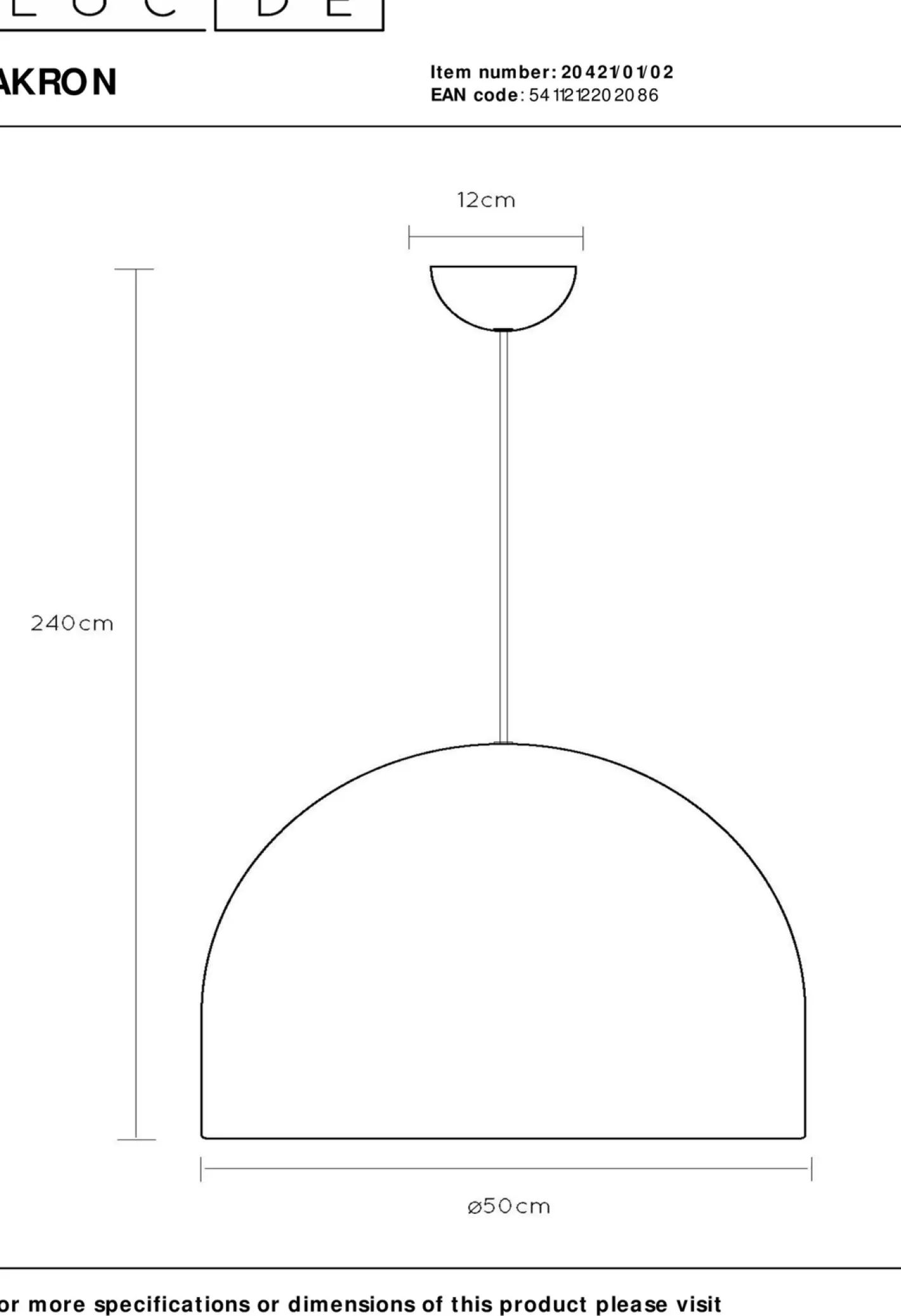 Lucide Akron Hanglamp Goud Messing