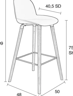 Best Zuiver Albert Kuip (set van 2) Barkruk White