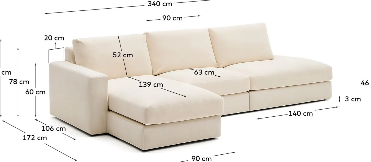 Sale Kave Home Alea 5-Zits Hoekbank Ecru