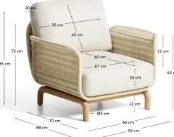 Outlet Kave Home Alipa Outdoor Fauteuil Ecru