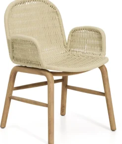 Outlet Kave Home Alipa Tuin Armstoel Ecru