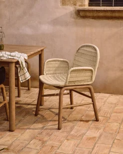Outlet Kave Home Alipa Tuin Armstoel Ecru