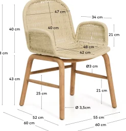 Outlet Kave Home Alipa Tuin Armstoel Ecru