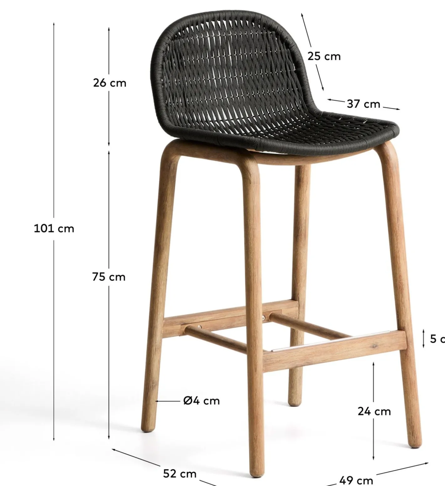 Outlet Kave Home Alipa Tuin Barkruk Antraciet