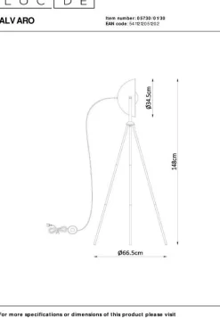 Discount Lucide Alvaro Vloerlamp Zwart, Goud
