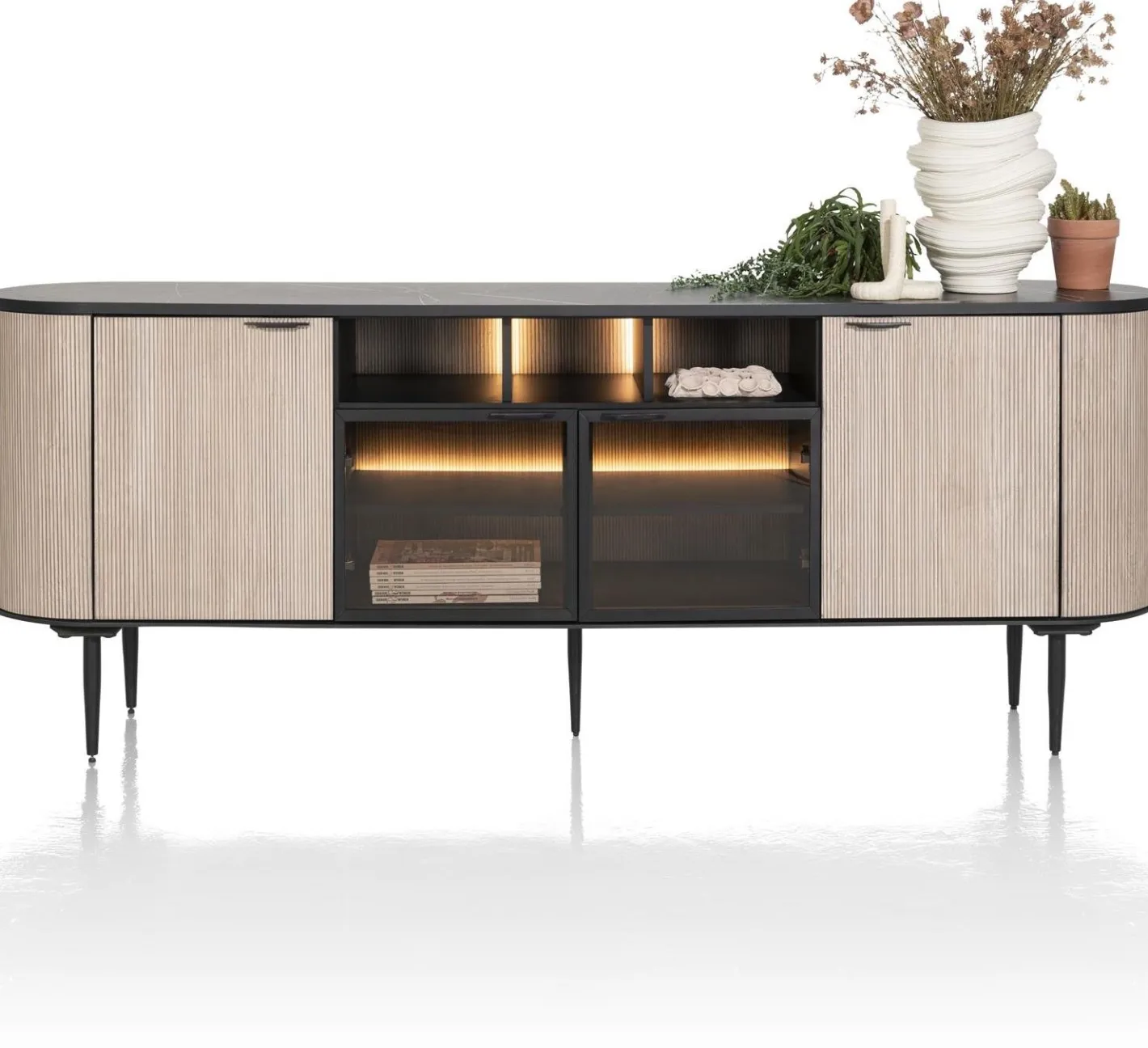 Outlet XOOON Aramon Dressoir Zwart, Naturel