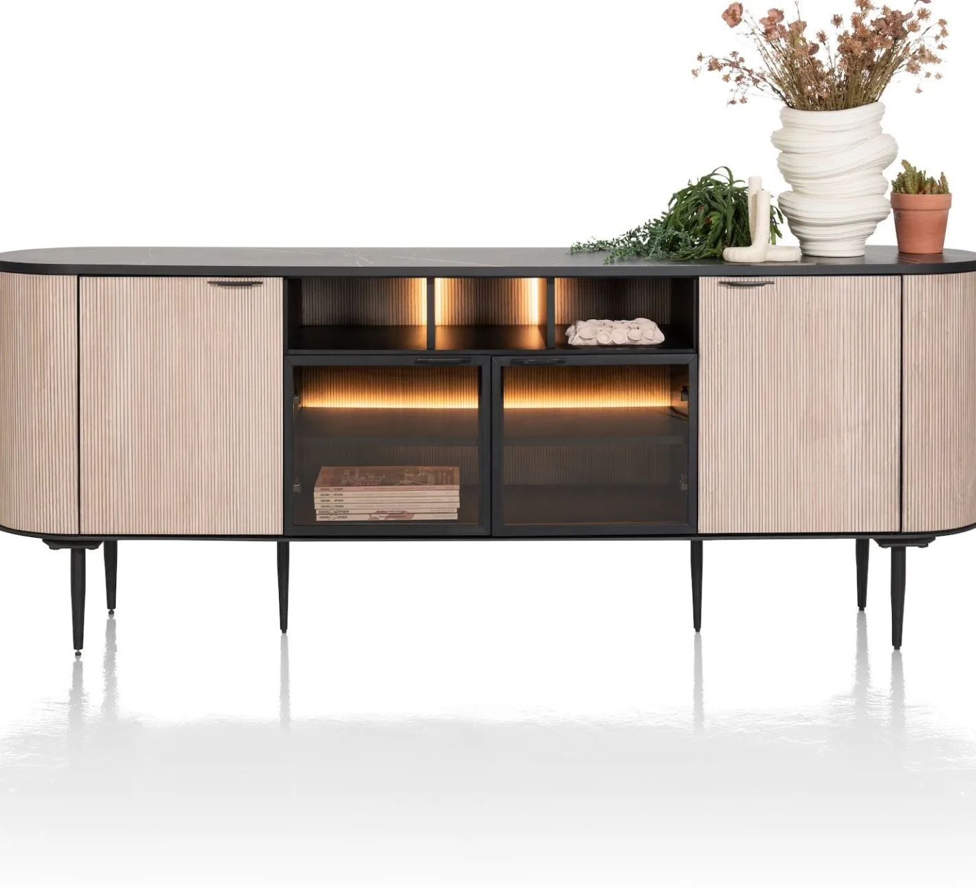 Outlet XOOON Aramon Dressoir Zwart, Naturel