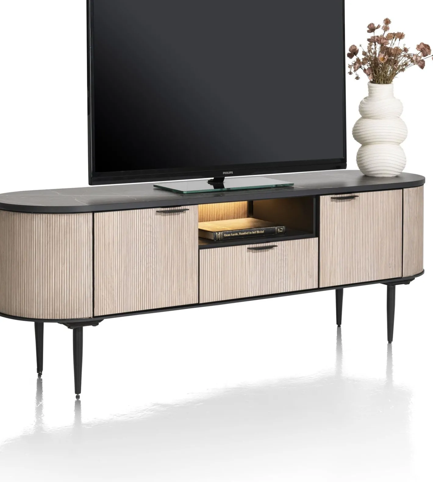 Clearance XOOON Aramon Tv-meubel Zwart, Naturel