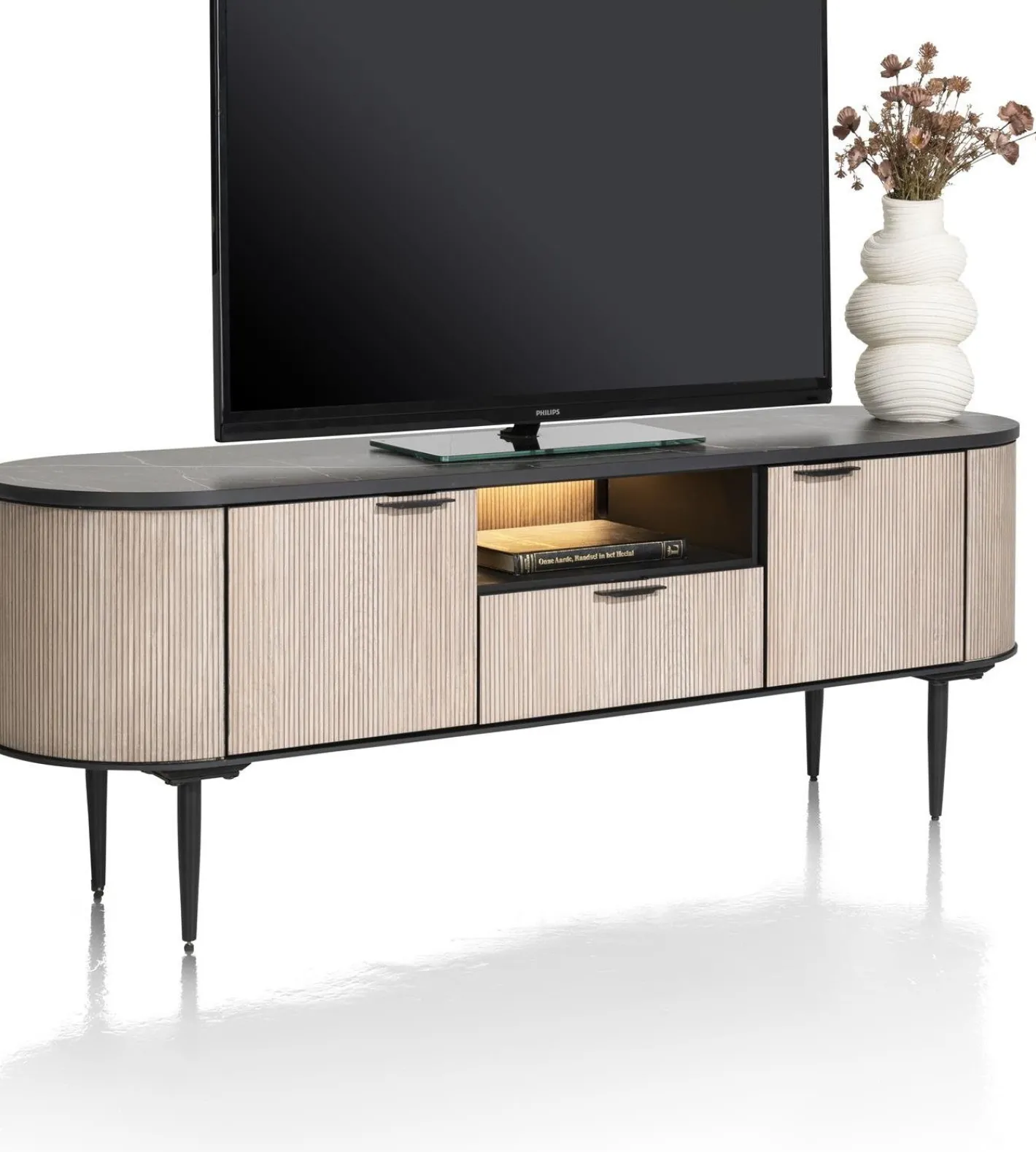 Clearance XOOON Aramon Tv-meubel Zwart, Naturel