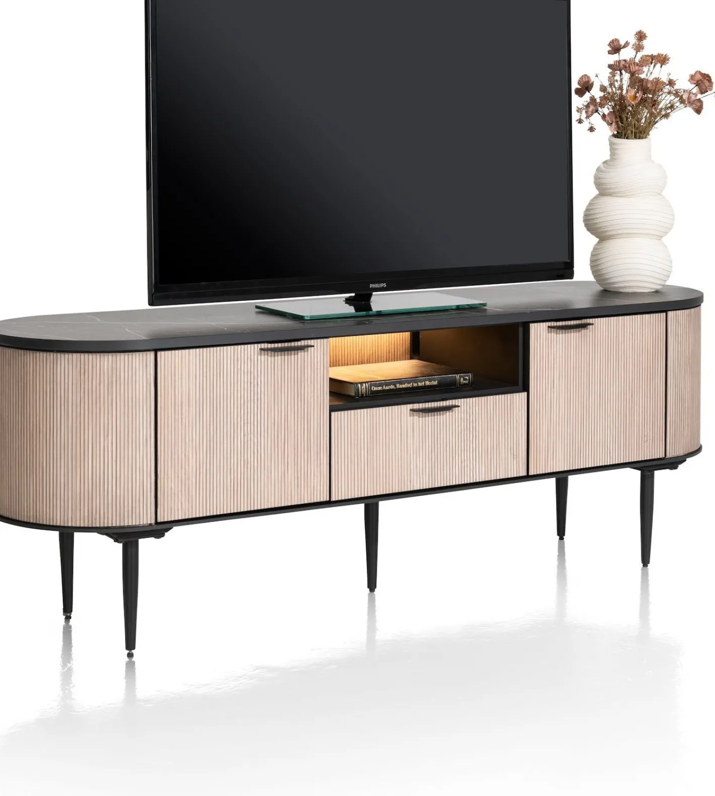 Clearance XOOON Aramon Tv-meubel Zwart, Naturel