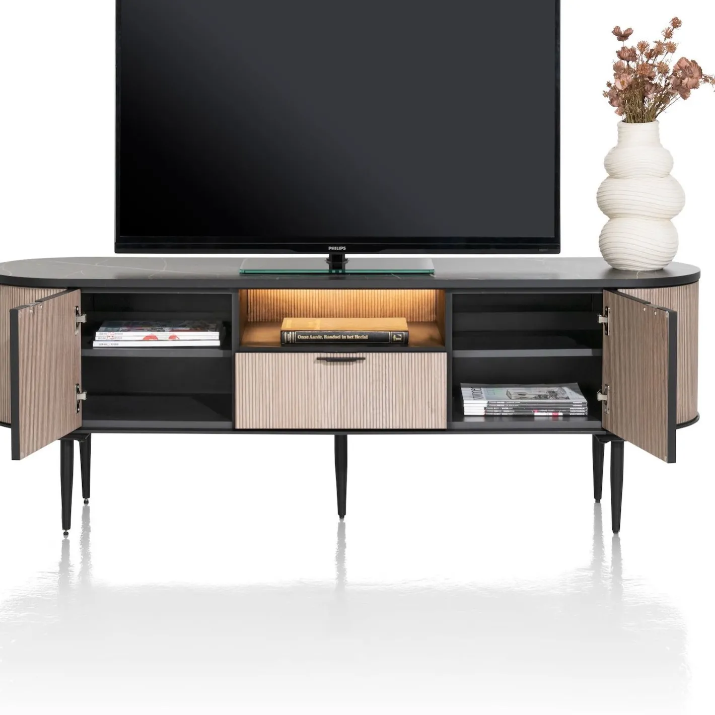 Clearance XOOON Aramon Tv-meubel Zwart, Naturel