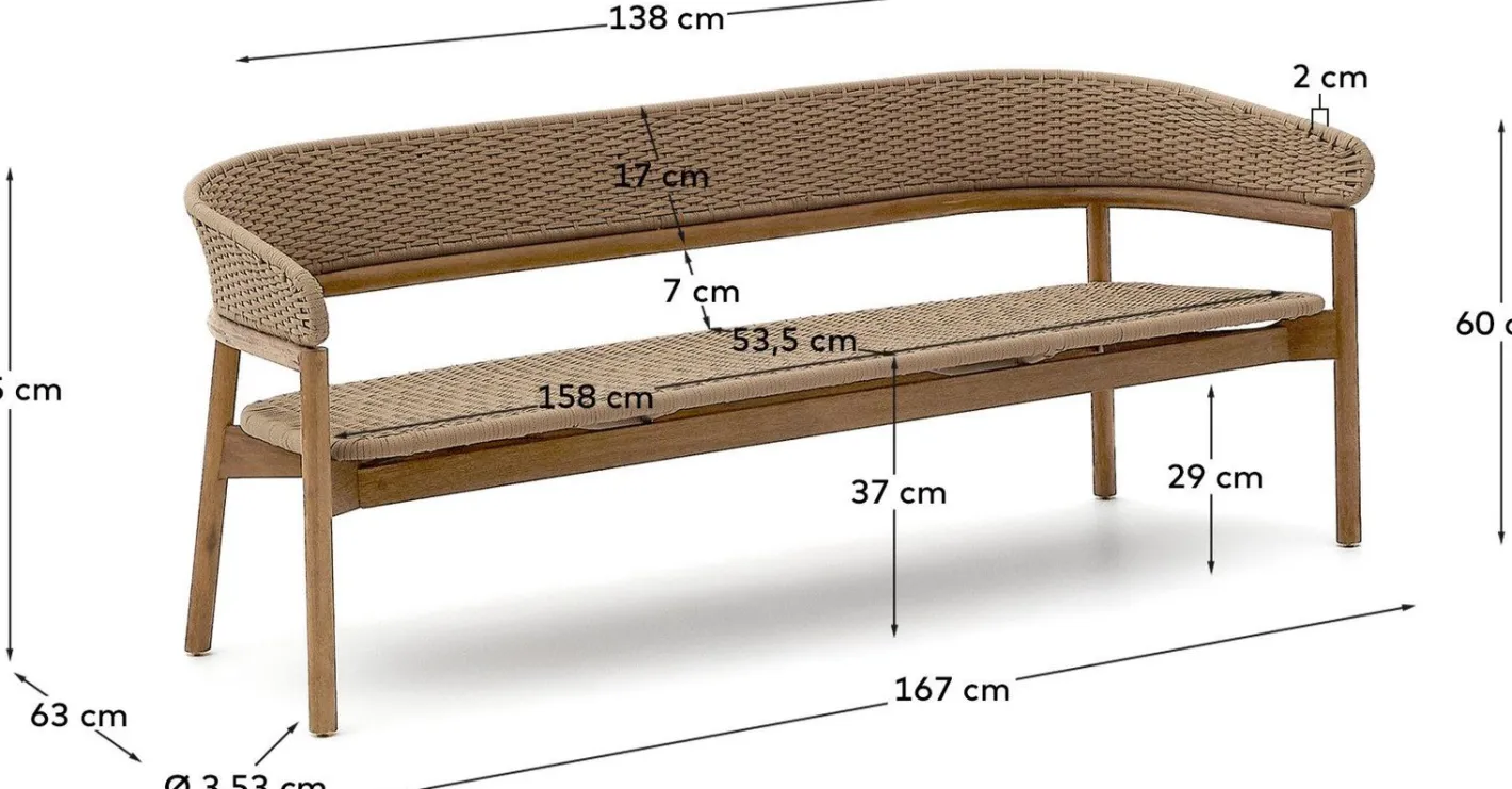 Outlet Kave Home Arinella Tuinbank Beige, Naturel