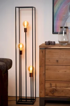 Clearance Lucide Arthur Vloerlamp Zwart, Koper
