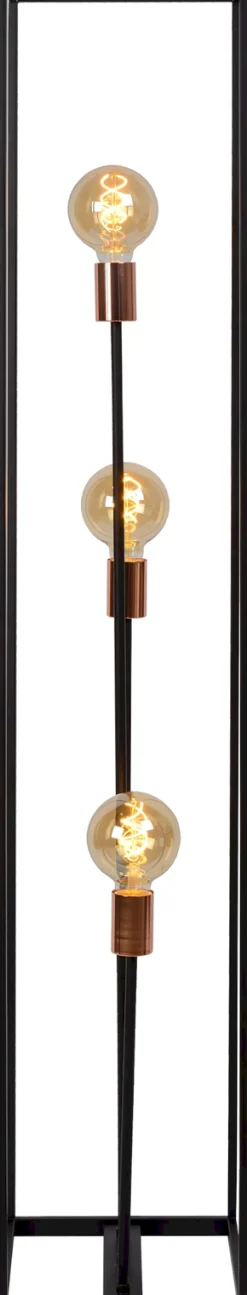 Clearance Lucide Arthur Vloerlamp Zwart, Koper