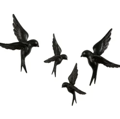 New WOOOD Avaler Vogels Set van 4 Wanddecoratie Zwart