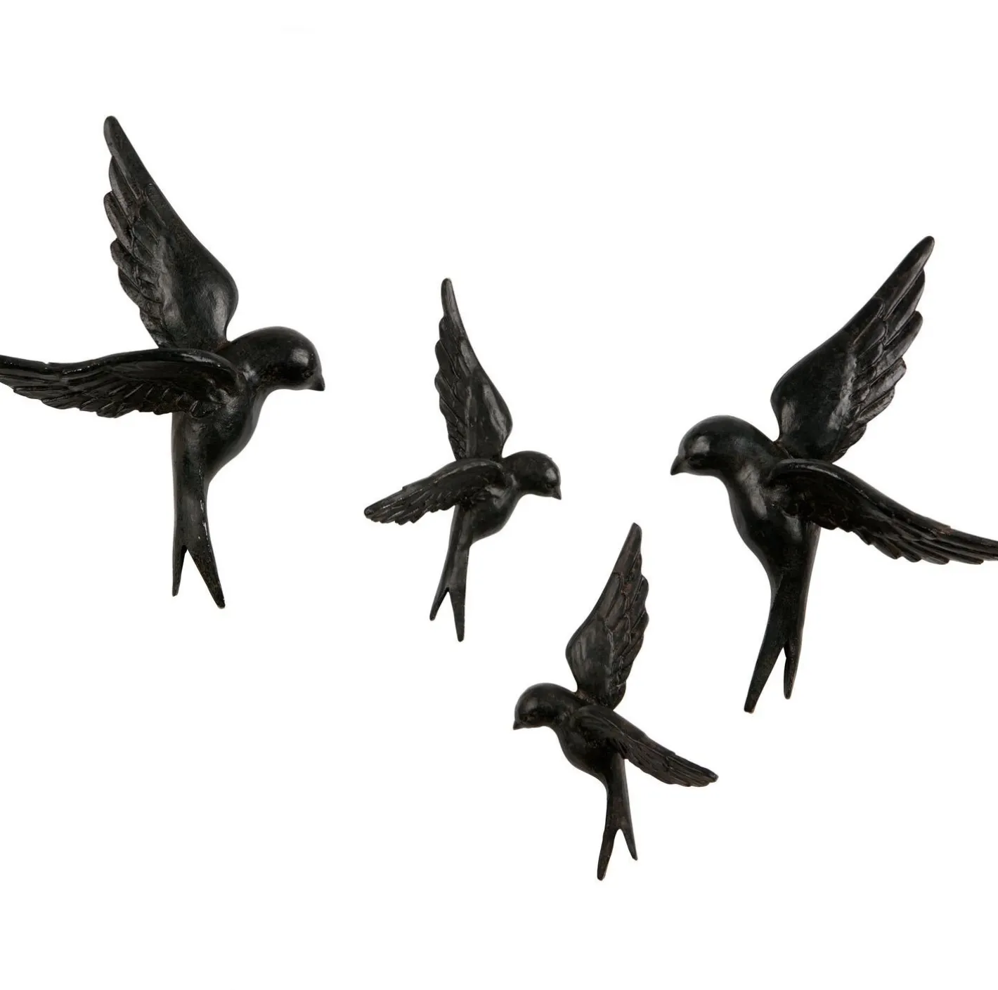 New WOOOD Avaler Vogels Set van 4 Wanddecoratie Zwart