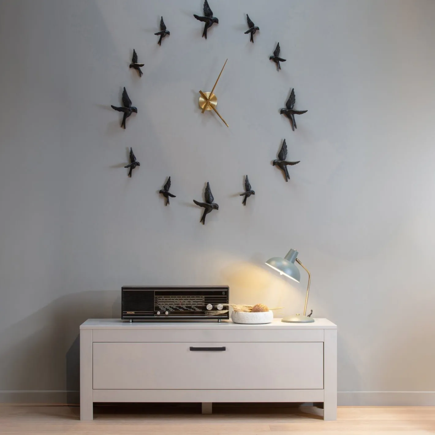 New WOOOD Avaler Vogels Set van 4 Wanddecoratie Zwart