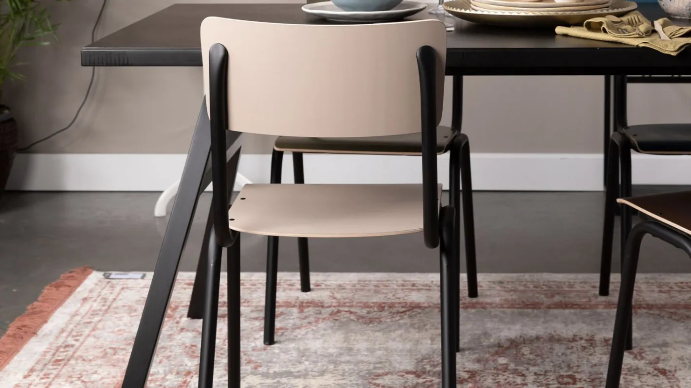 New Zuiver Back to School (set van 4) Eetkamerstoel Matte Beige
