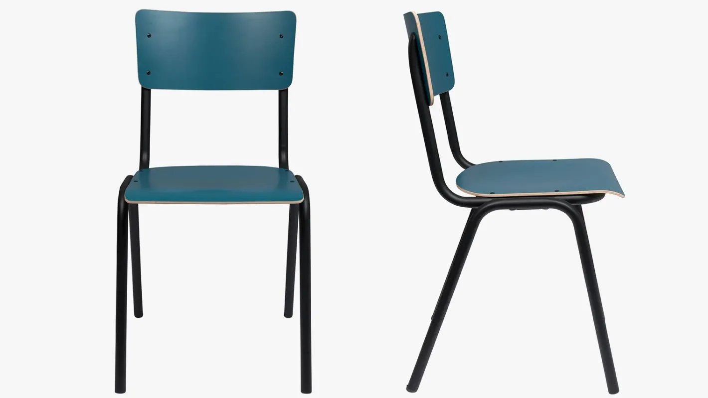 Zuiver Back to School (set van 4) Eetkamerstoel Matte Petrol