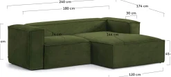 Outlet Kave Home Blok 2-Zits Hoekbank Groen