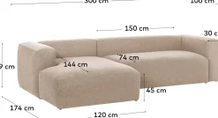 Hot Kave Home Blok 3-Zits Hoekbank Beige
