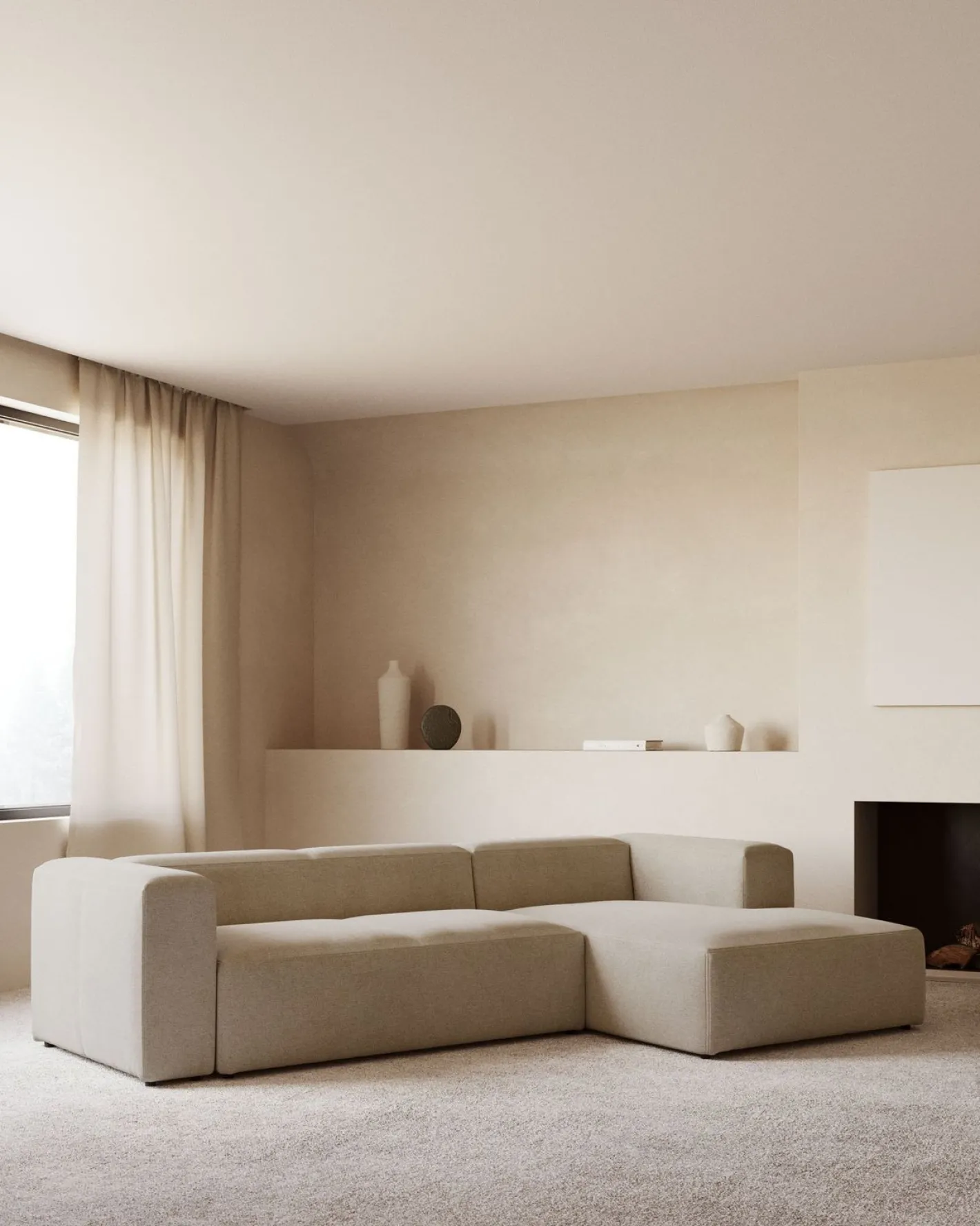 Outlet Kave Home Blok 3-Zits Hoekbank Beige