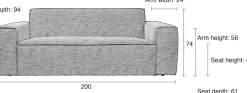 Discount Zuiver Bor 2,5-Zitsbank Grey