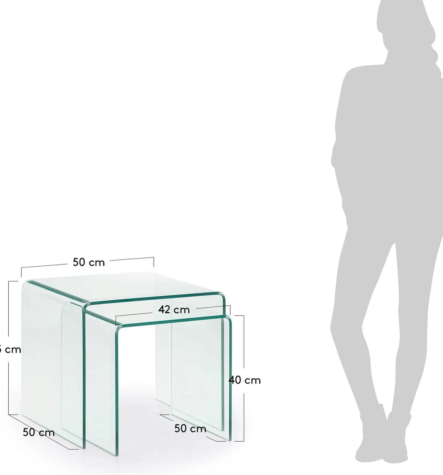 Sale Kave Home Burano Set van 2 Bijzettafel Transparant