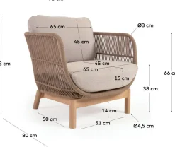 Discount Kave Home Catalina Tuinstoel Beige, Bruin
