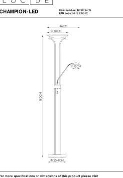 Hot Lucide Champion-Led Vloerlamp Chroom
