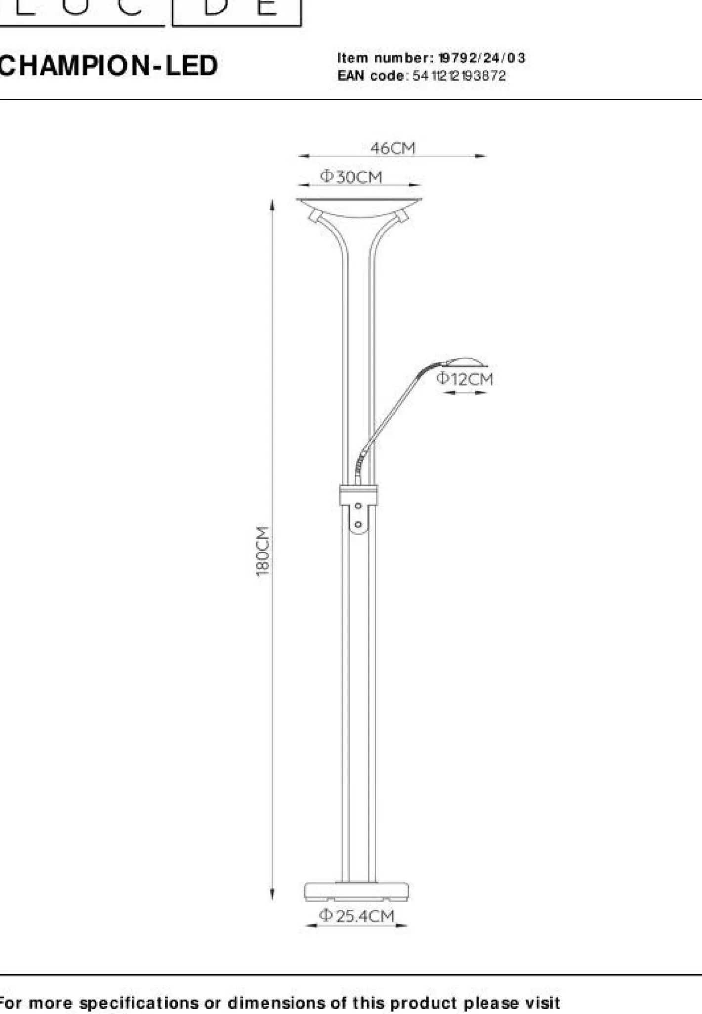 Lucide Champion-Led Vloerlamp Brons