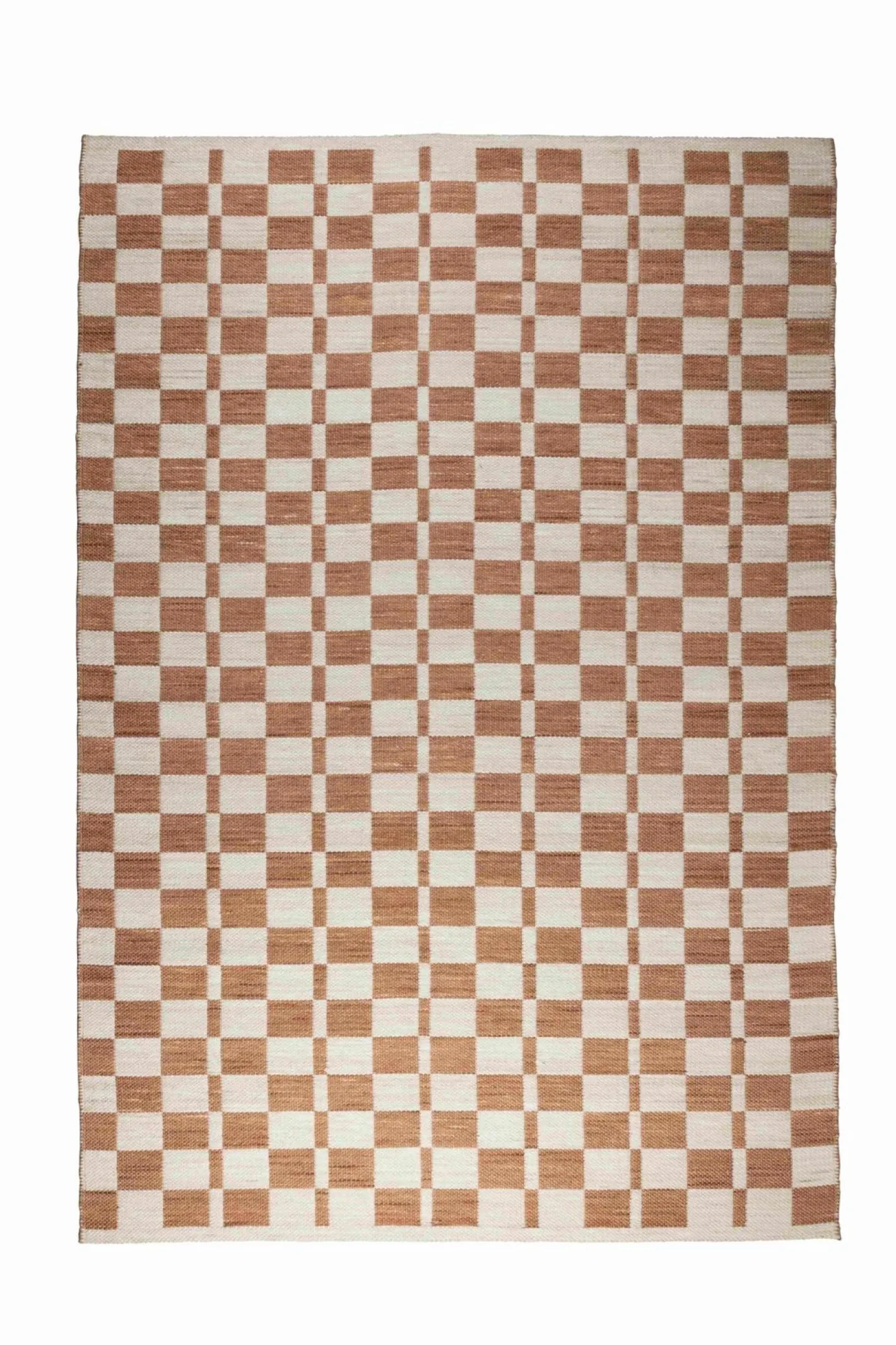 Best Zuiver Checker Vloerkleed Terra, Wit
