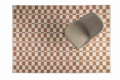 Best Zuiver Checker Vloerkleed Terra, Wit