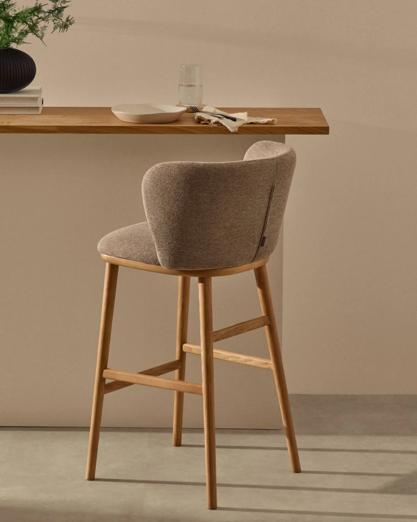 Discount Kave Home Ciselia Hoog Barstoel Bruin