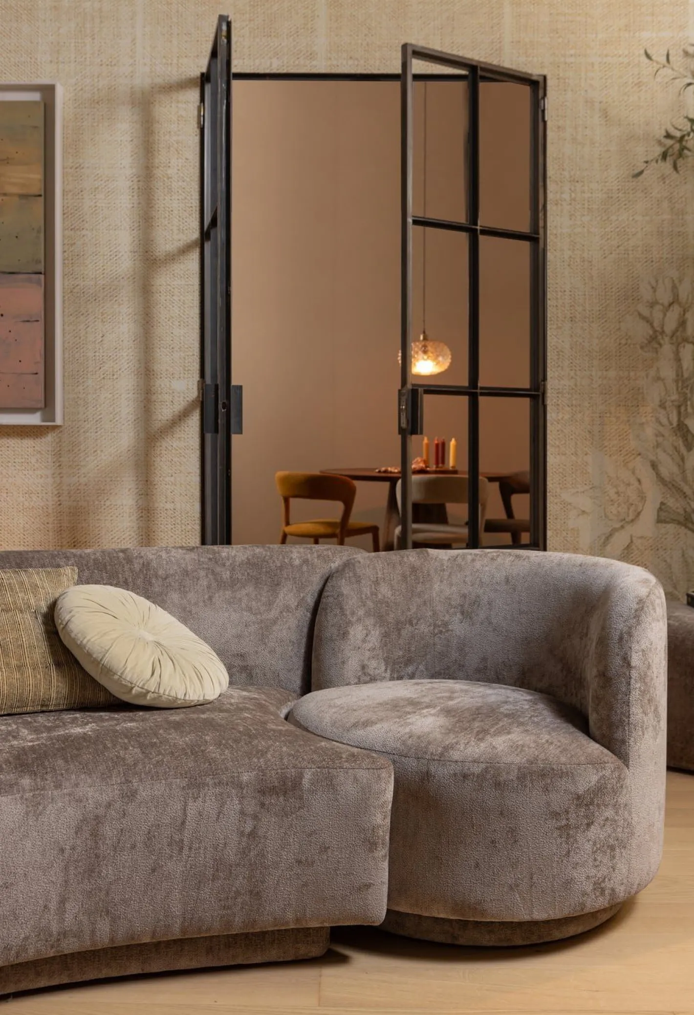 New WOOOD Combi-Popular Fauteuil + Poef Elementenbank Taupe