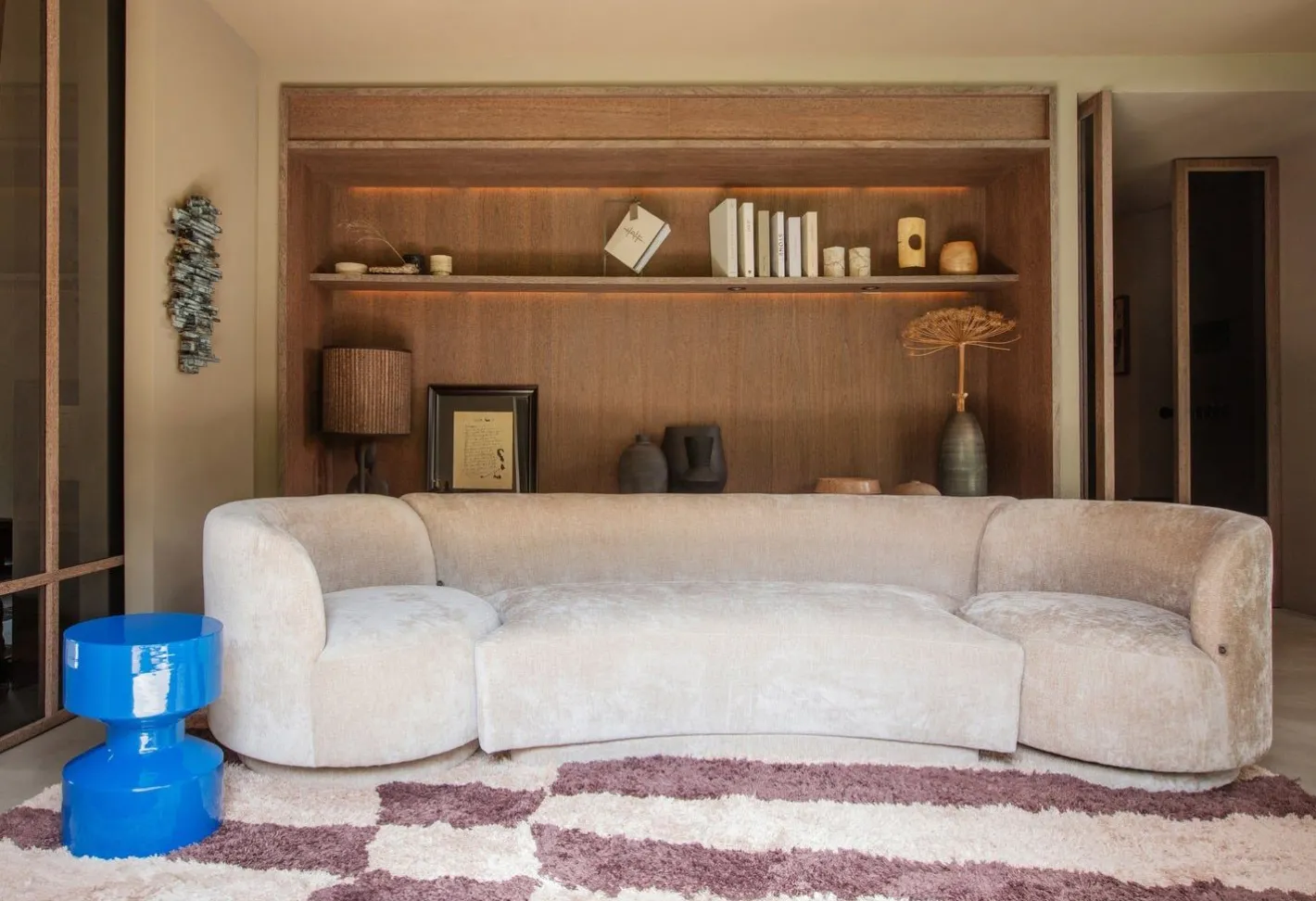 Best WOOOD Combi-Popular Fauteuil + Poef Elementenbank Natural