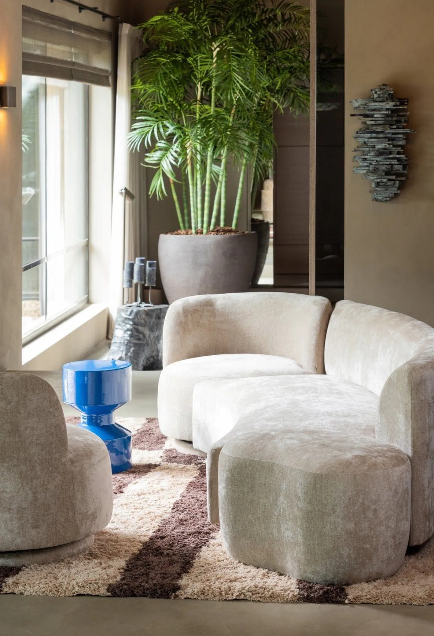 Best WOOOD Combi-Popular Fauteuil + Poef Elementenbank Natural
