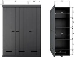 Discount WOOOD Connect 3-deurs Opbergkast Black