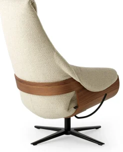 Clearance Leolux Cream Plus Fauteuil Cream, Walnut
