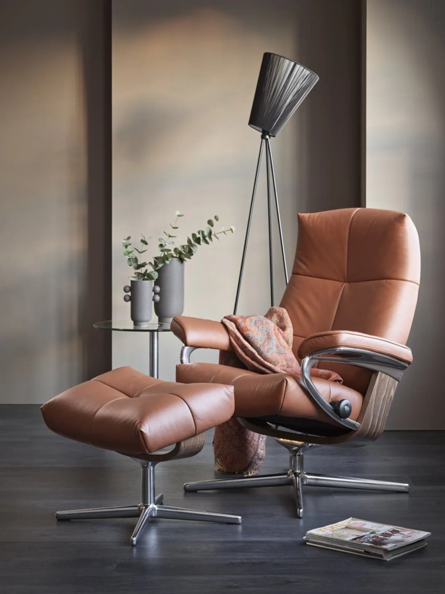 New Stressless David Relaxfauteuil + Hocker Dark Mushroom