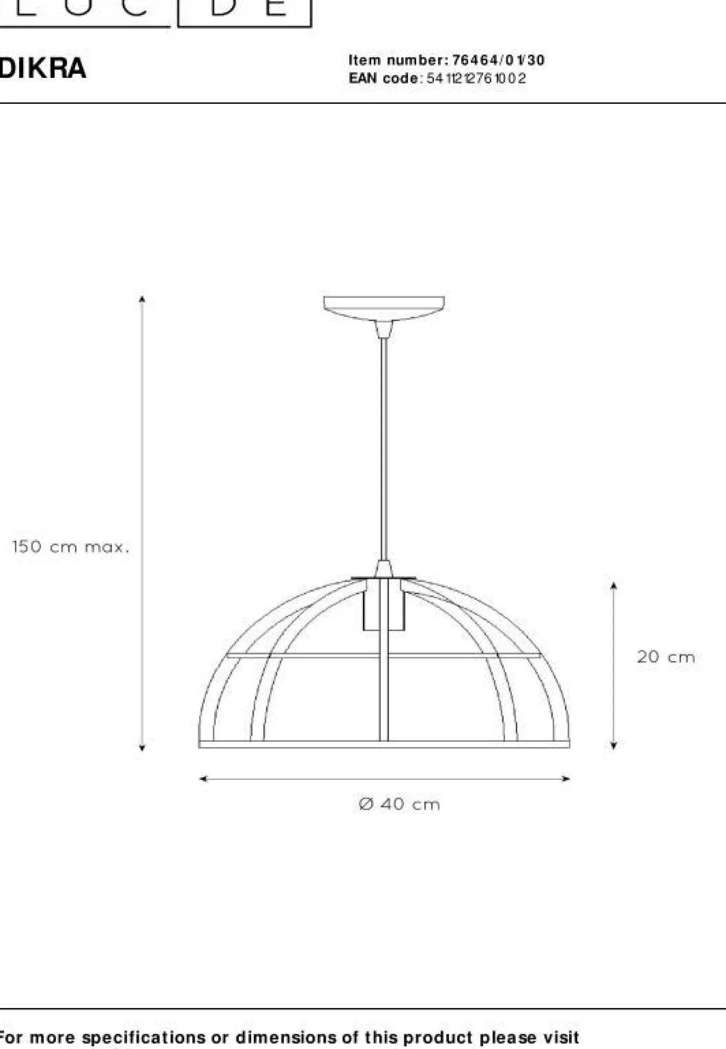 Hot Lucide Dikra Hanglamp Zwart