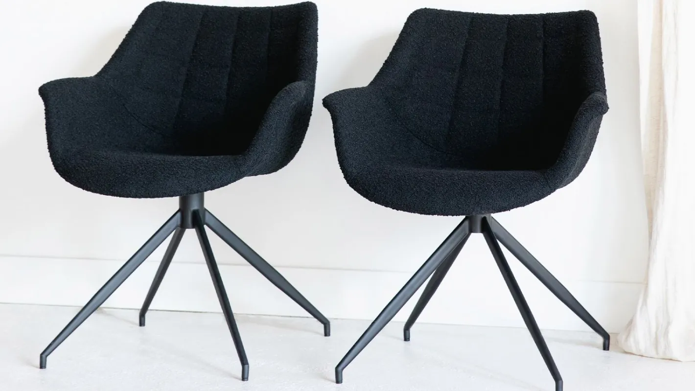 New Zuiver Doulton Swivel (set van 2) Armstoel Black