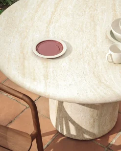 Kave Home Drasi Outdoor Eettafel Beige, Wit, Ecru