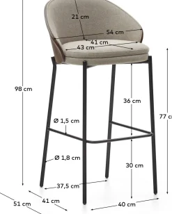 Hot Kave Home Eamy Hoog Barstoel Bruin