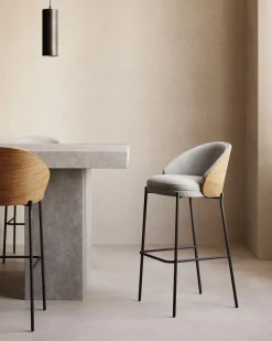 Discount Kave Home Eamy Laag Barstoel Lichtgrijs, Naturel