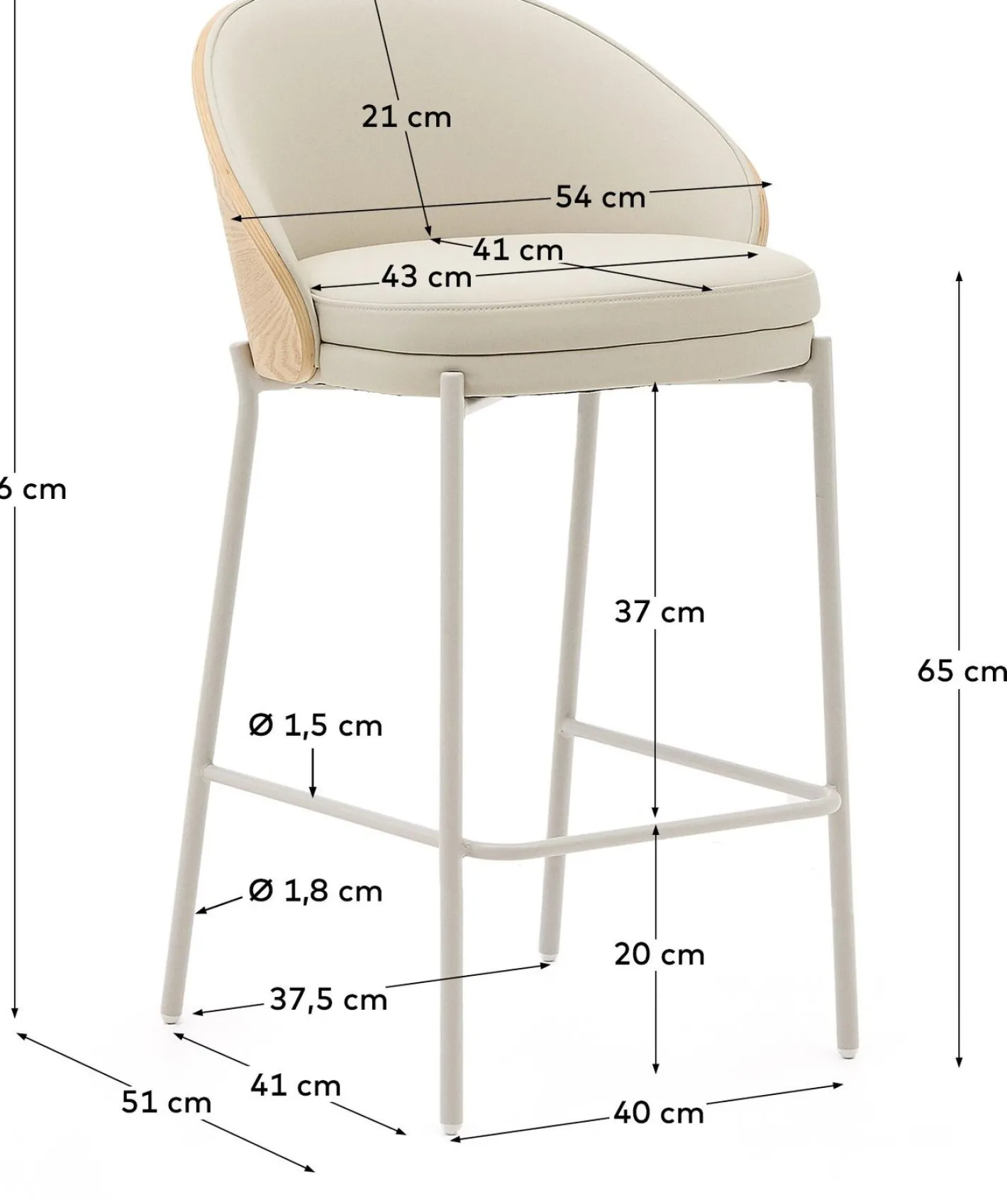 Hot Kave Home Eamy Laag Barstoel Beige, Naturel