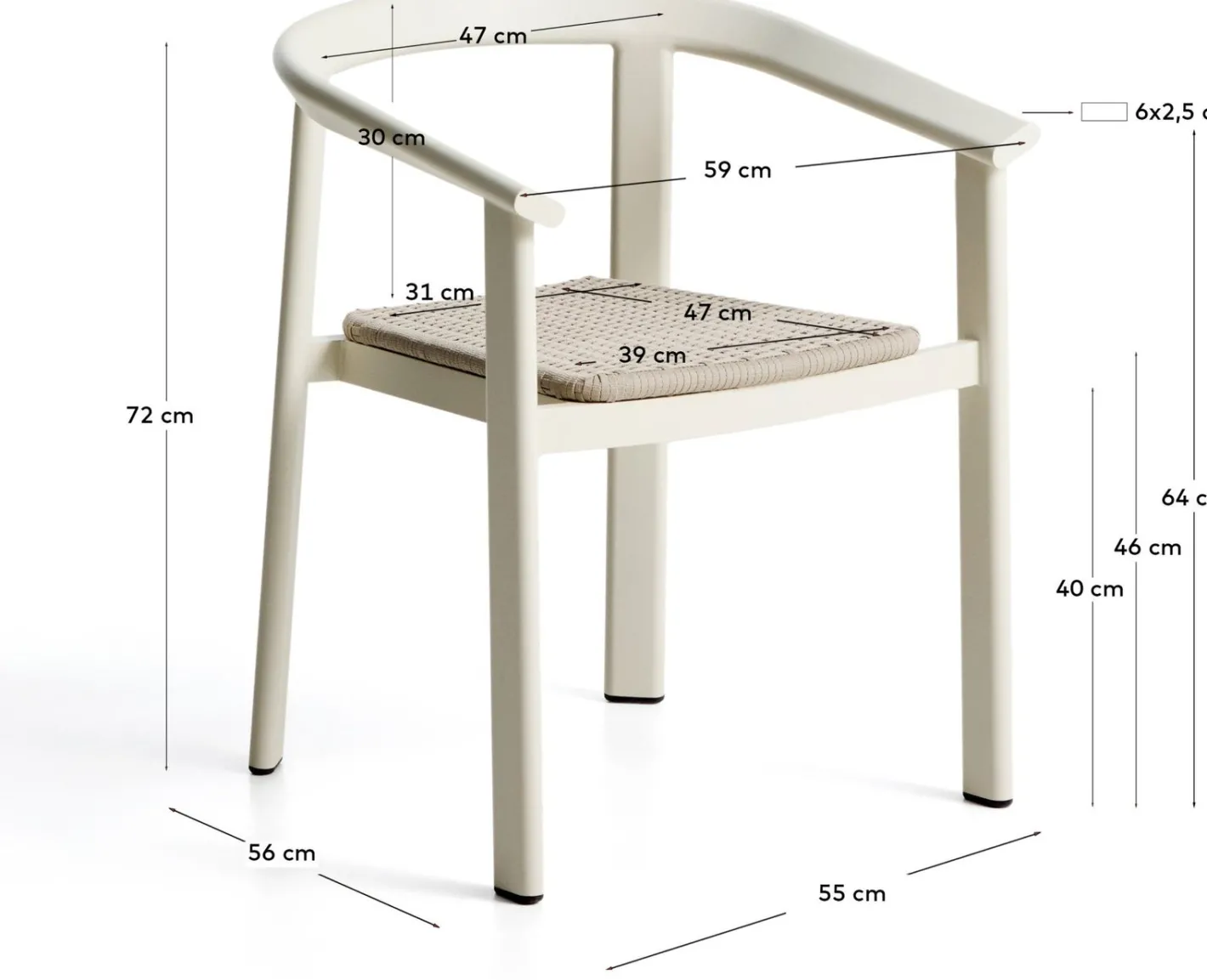 Online Kave Home Erice Tuinstoel Ecru