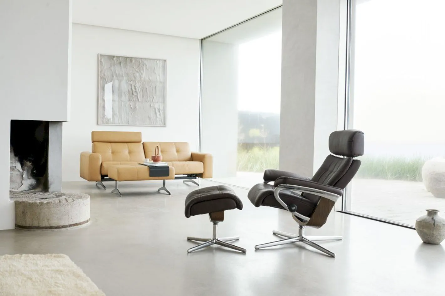 Best Stressless Erik L Relaxfauteuil + Hocker Black