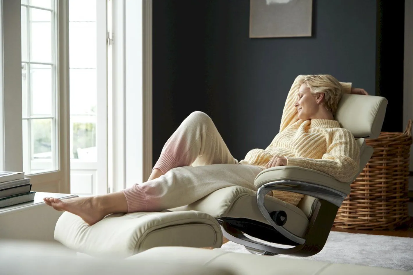 Best Stressless Erik L Relaxfauteuil + Hocker Black